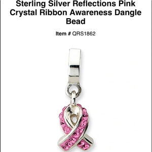 NWT Pink Breast Cancer Ribbon Silver Charm Dangle
